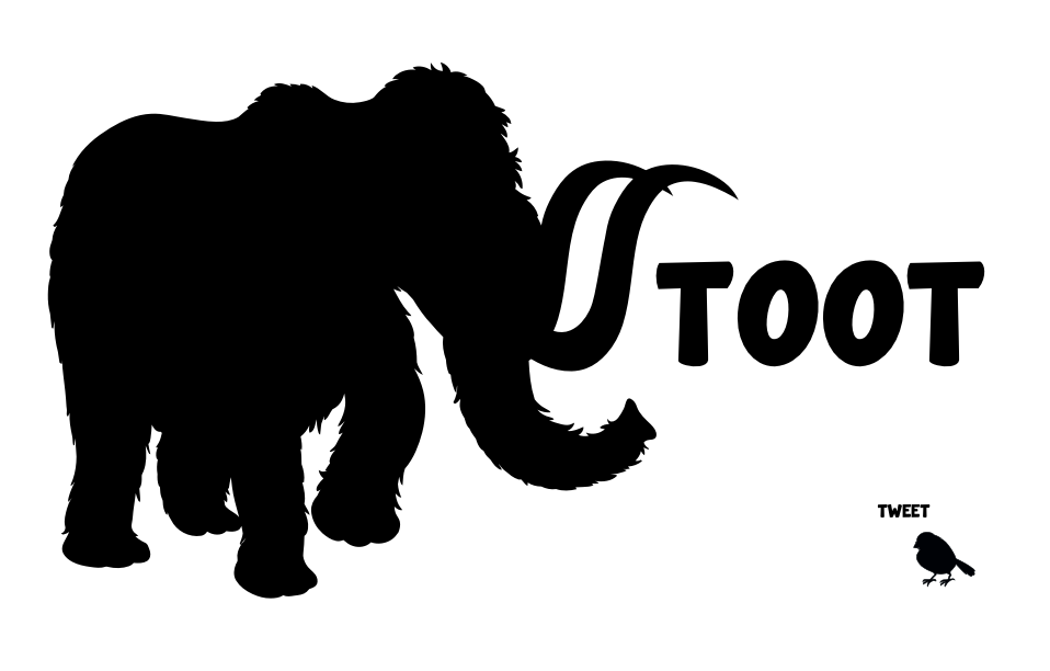 A big mammoth saying Toot and a small sparrow saying Tweet.