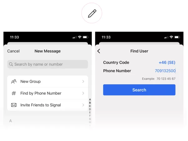 Screendump from Signal's app on mobile