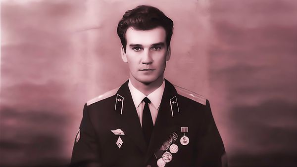 Photo of Stanislav Petrov in military uniform, circa 1983.